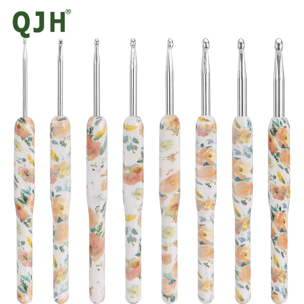 8pcs Flower Color Crochet Hooks Tool Set, MultiColor Ergonomic Design Knitting Needle Hooks, Ideal for Weaving Sweater, Scarf