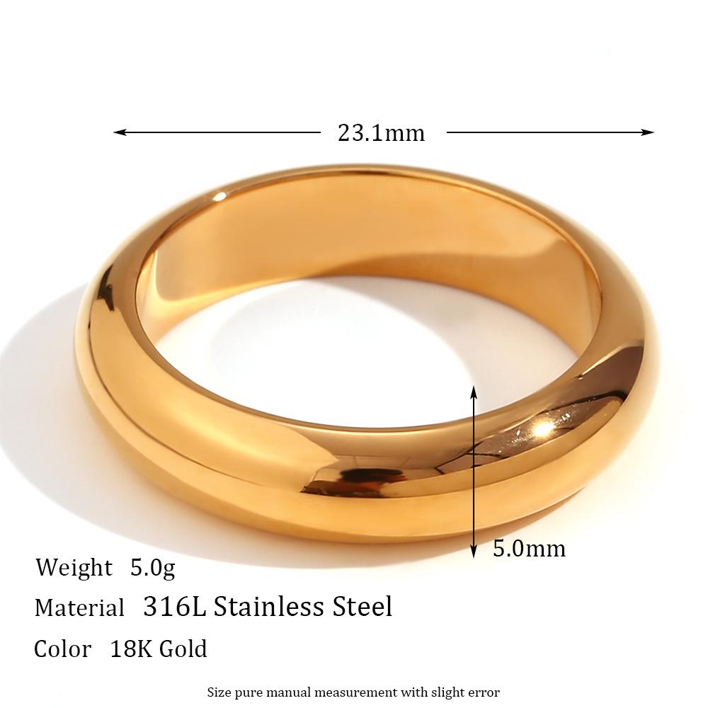 

MamacitaSlay Minimalist 316 Stainless Steel 5mm Width Rings 18K Gold Plated Waterproof Jewelry For Woman Daily Classic Ring Gift 5 золотой