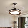 Chinese Style Silent Ceiling Fan with Light - Walnut Finish, Retro Design, High-End, Large Airflow for Bedroom or Restaurant.