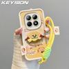 KEYSION Cartoon Cute Plush Embroidery Case for Redmi Note 15 Pro 5G 15 4G with Lanyard Silicone Shockproof Phone Cover for Xiaomi POCO M8 5G