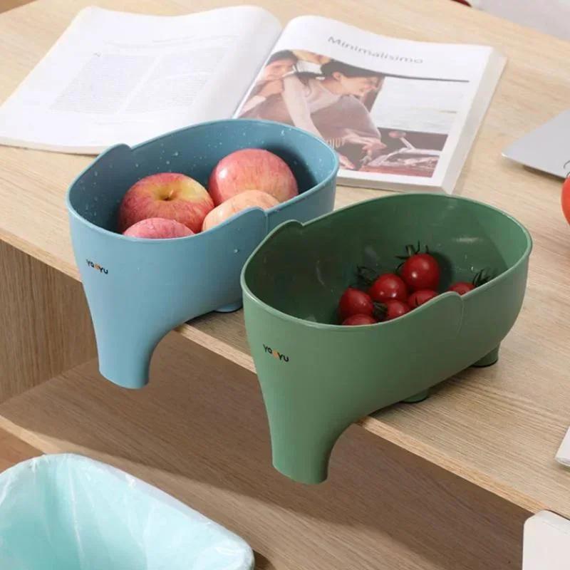 Elephant Drain Baskets Multi-purpose Kitchen Storage Drains Basket Household Fruit and Vegetable Basket Plastic DrainBaskets