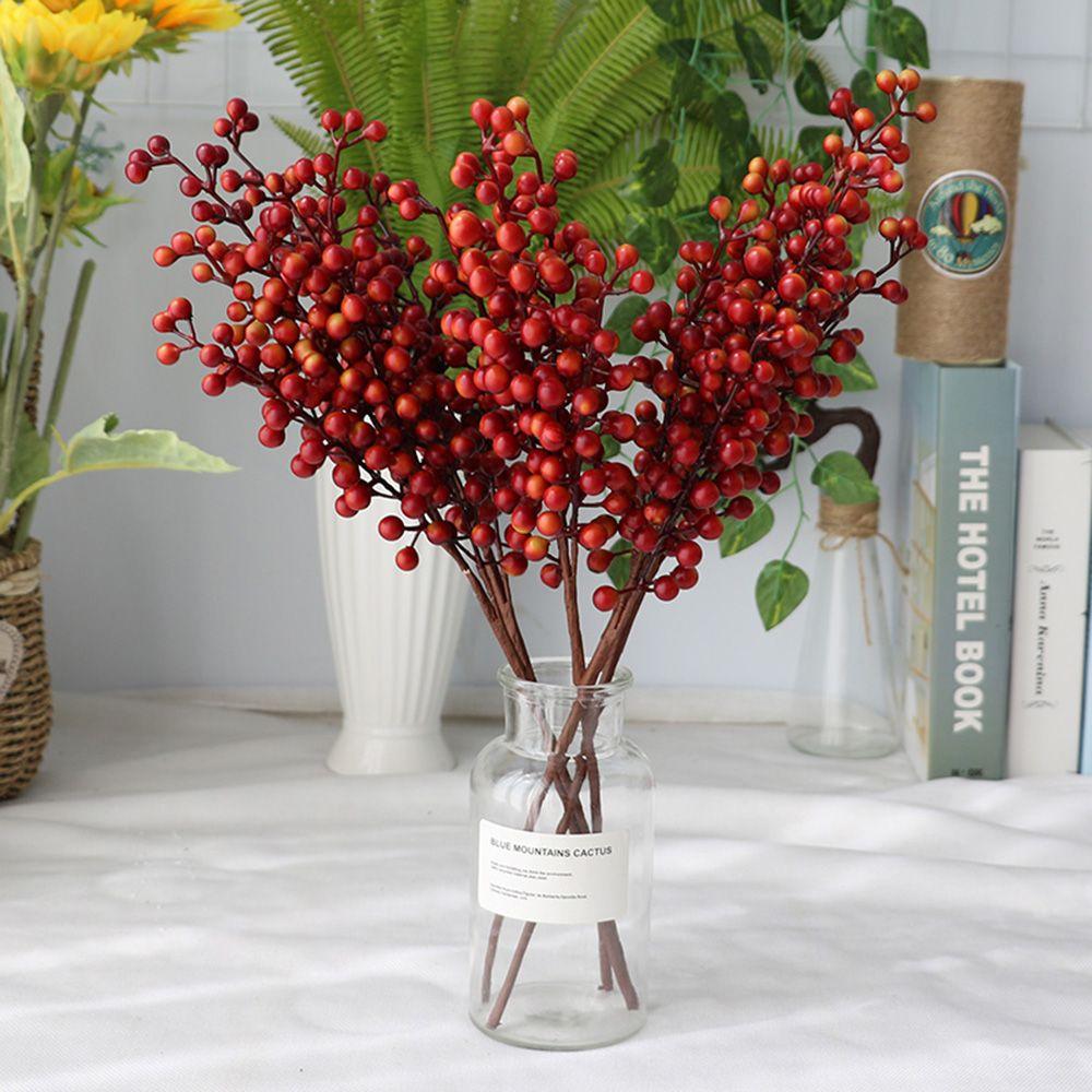 Red Bean Branch Bacca Tree Party Home Decor Festive Berry Artificial Flower Fake Flower Christmas Decoration