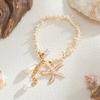 Salircon Y2K Boho Imitation Pearl Metal Starfish Pendant Anklets Foot Chain for Women Summer Beach Barefoot Chain Jewelry Gifts