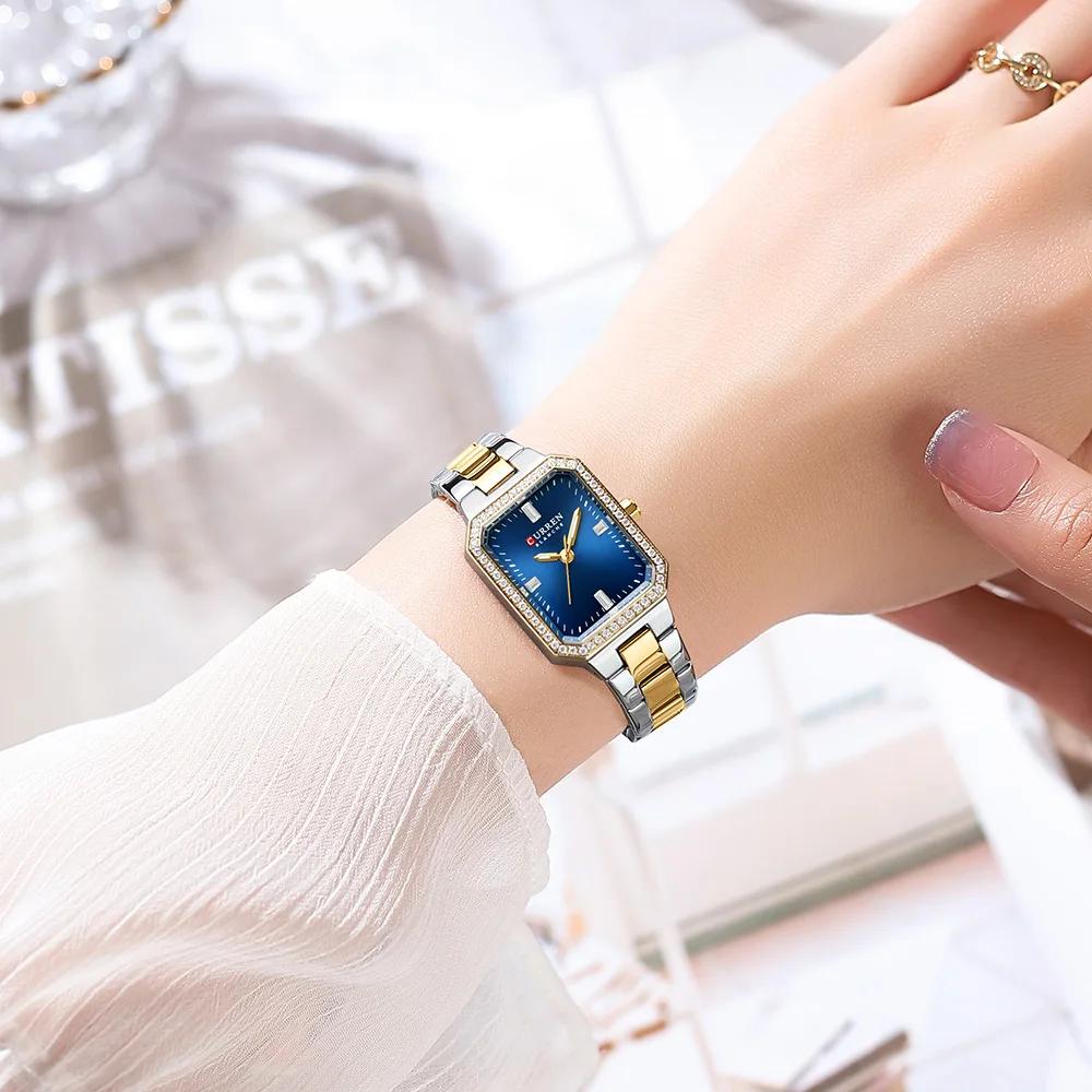 CURREN Women Watch Quartz Watch for Ladies Simple Elegant Dress Wristwatch Stainless Steel Bracelet