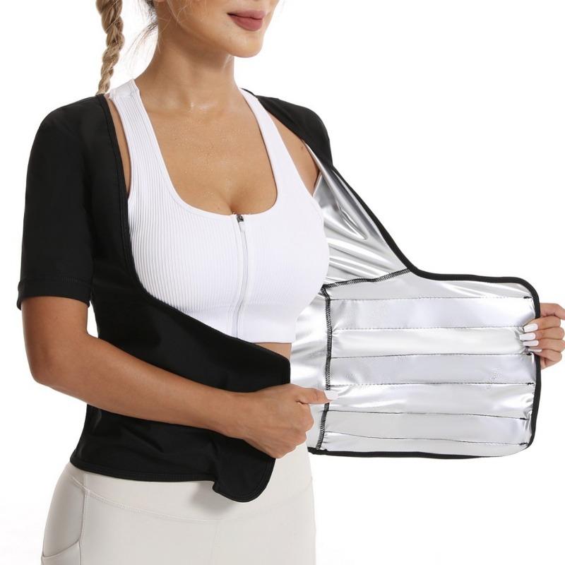 Women Short Sleeve Sweat Waist Trainer Workout Fitness Body Shaper