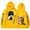 Men's street sweatshirt Death Note L print anime hoodie plus velvet men and women autumn and winter comfortable sweatshirt
