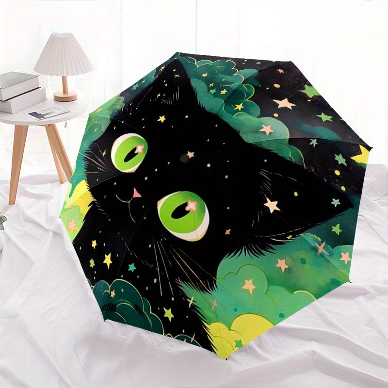 1pc Cartoon Star Cat Pattern Automatic Umbrella is Fashionable and Good Looking, a Portable 3 Fold Umbrella, Suitable for Travel and Daily Use,