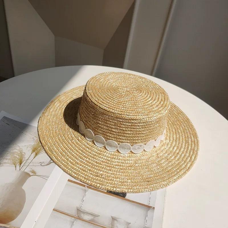 Big Brim Sun Hat Seaside Beach Idyllic Forest Bow Streamer Straw Hat Female Summer Flower Tulip