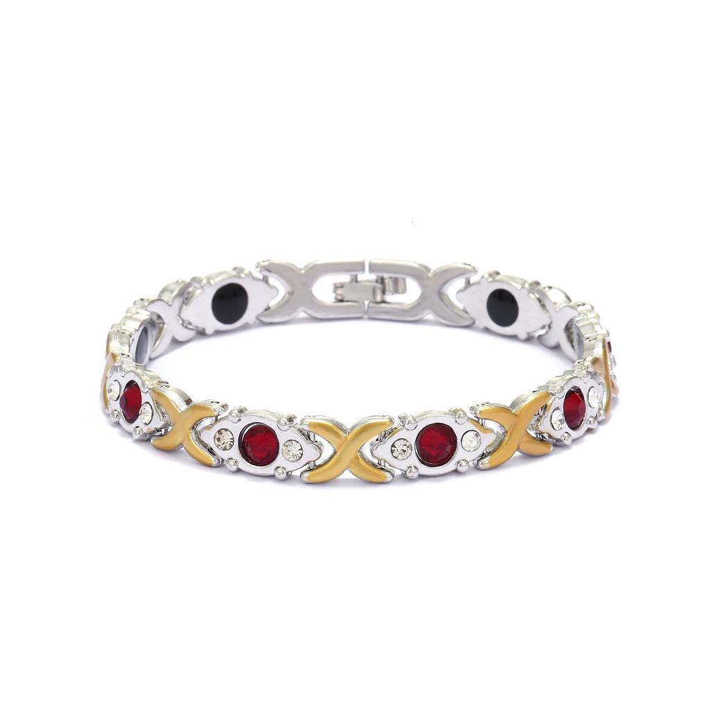 Ladies Detachable Energy Magnetic Bracelet Eco Friendly Rhinestone Adjustable Bangle
