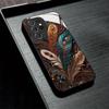 Retro Feather Tempered Glass Phone Case Suitable for Samsung Galaxy S26 S25 S24 S23 S22 S20 FE/Ultra/Plus Shock Absorption