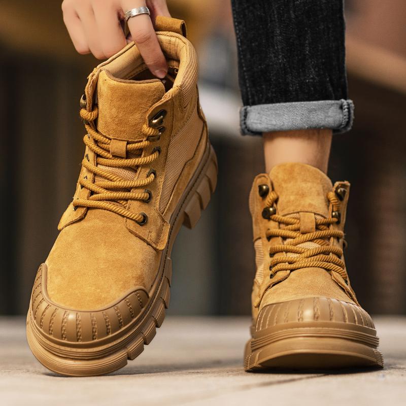 2025 New Men's Shoes Genuine Leather Outdoor Fashion Shoes Hiking Shoe Men Casual Shoes Retro Vintage Tooling Boots Sneakers
