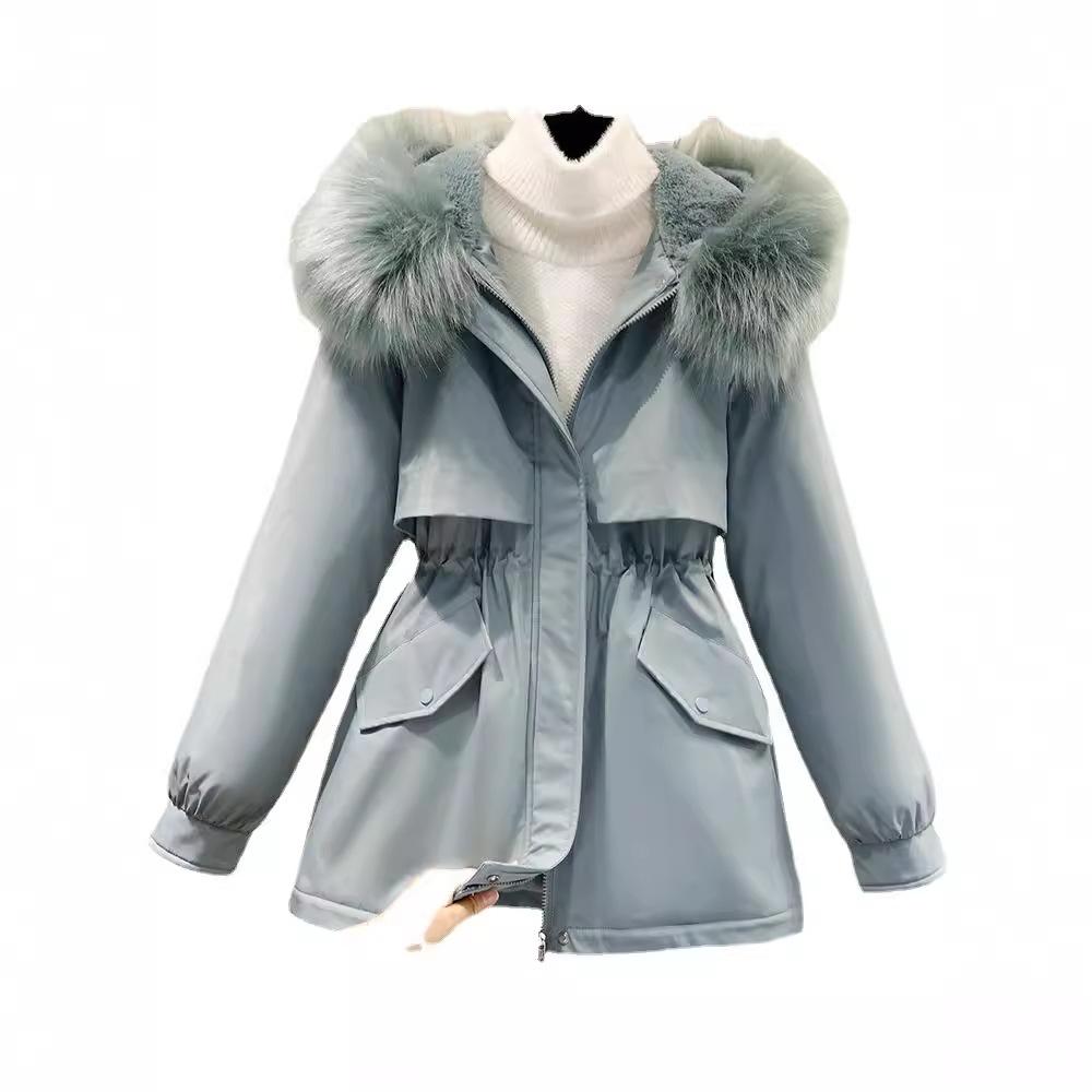 2023 winter new slim-fitting small Parker tooling cotton women's short fashion velvet thickened Parker cotton clothes