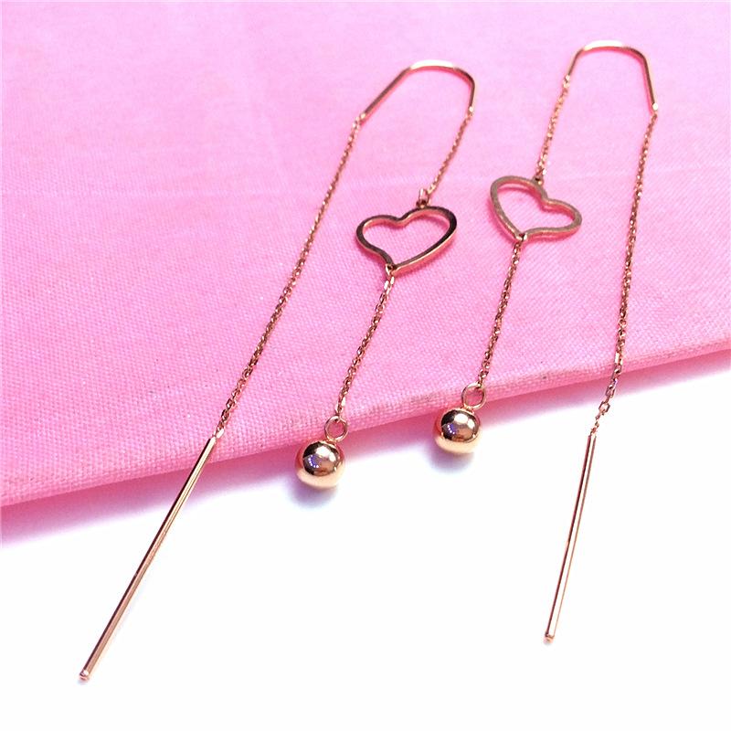 Exquisite Russian 585 Purple Gold Love Pendant Bead Earrings, Delicate And Versatile Colored Gold Plated Rose Gold Pendant Earrings.