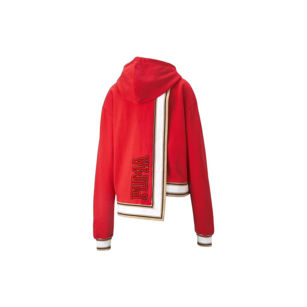 Puma X June Ambrose Collaboration Letter Logo Striped Irregular American Vintage Color Block Hem Sweatshirt Women Sweatshirt China-Red 532500-01