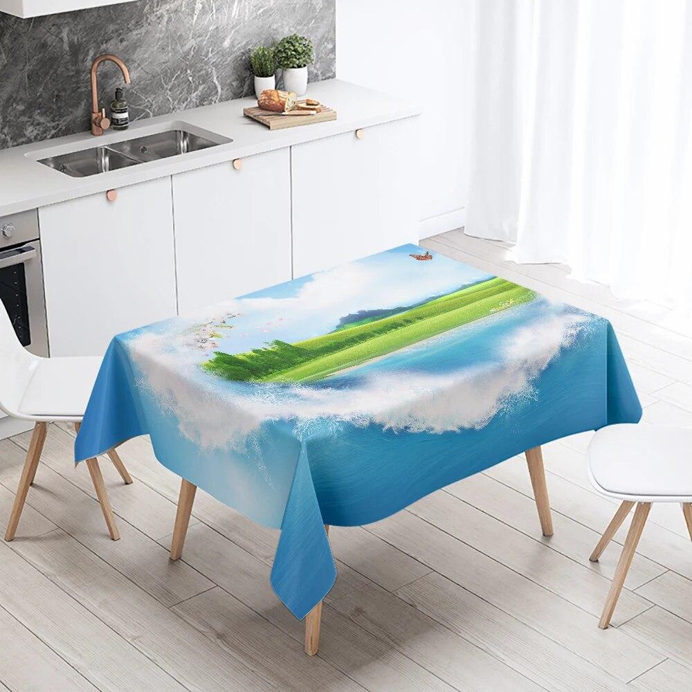 

Скатерть с природными пейзажами, устойчивая к пятнам, водонепроницаемая, прямоугольная, кухонный стол, домашний декор 90x140cm