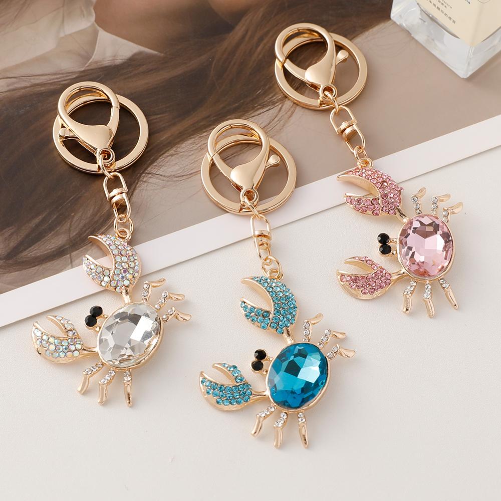 Big Sparkling Crystal Crab Keychain Luxury Women's Bag Pendant Aquarium Souvenir Gift