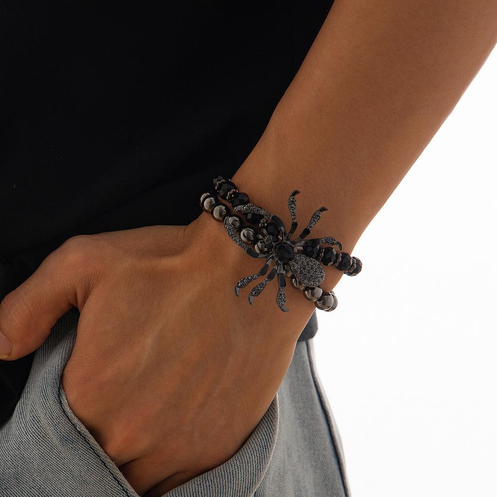 Yeni Gotik Siyah Örümcek Boncuklu Bileklik Kadınlar Erkekler için Eşsiz Örümcek Ağı Charm Koyu Kişilik El Yapımı Takı Hediyeler Aksesuarlar