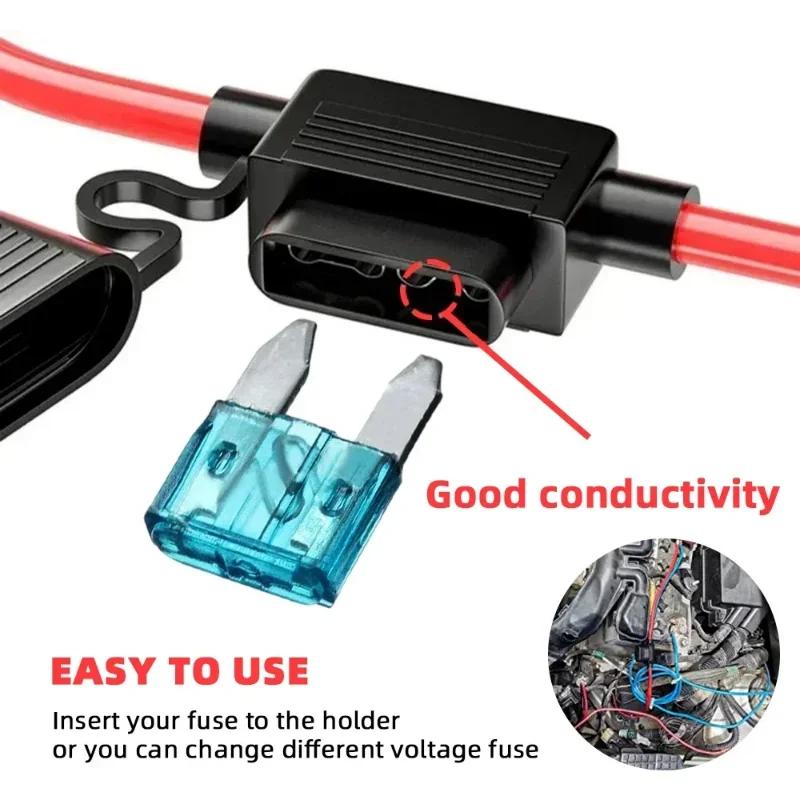1/10 Stück Auto Inline Sicherungshalter 18AWG Kabelbaum 15AMP Mini Flachsicherung Adapter für 12V Kabel Trennschalter Fassung Feuchtigkeitsfest Spritzwassergeschützt