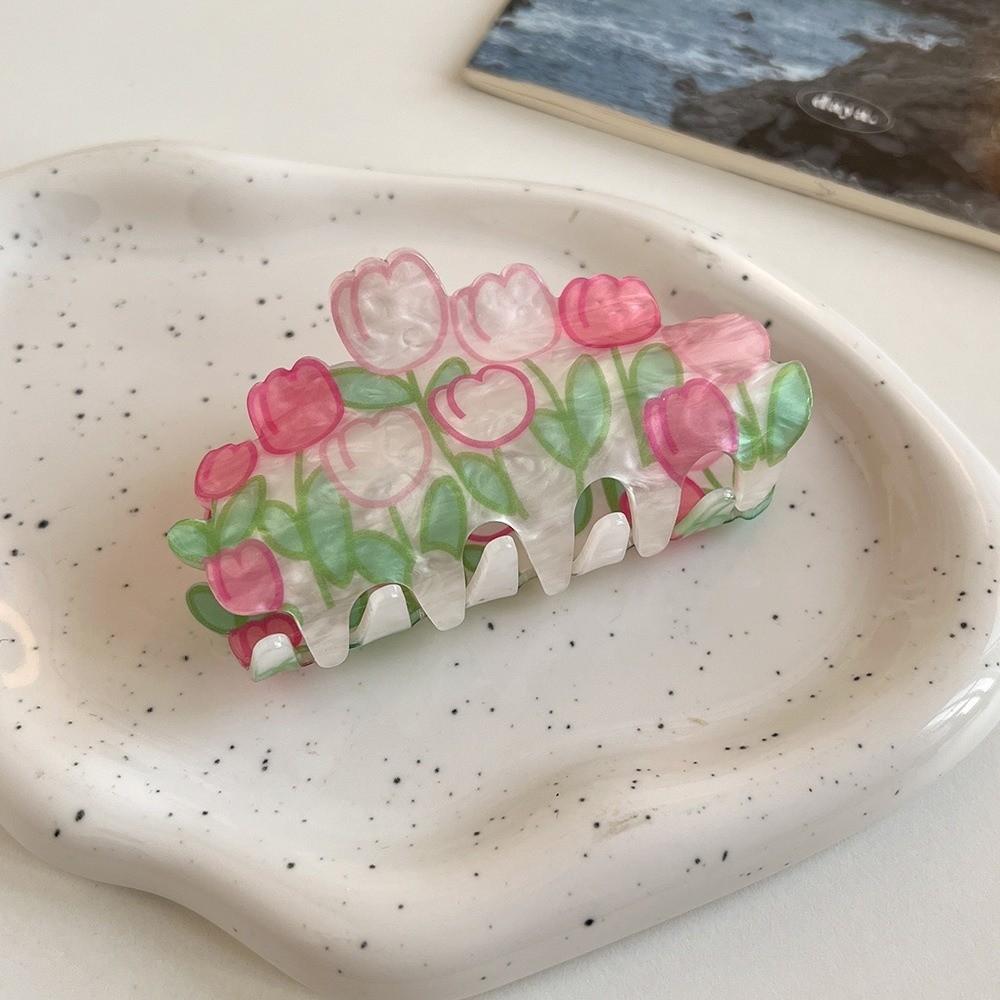 Double Sided Hair Clip Acrylic Large Claw Clip New Flower Hair Claw Clip Women Style A