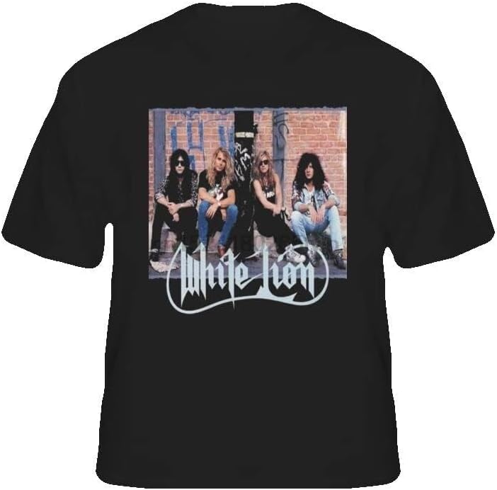 White Lion Music Band Group Picture and Logo Retro Rock T Shirt Men T Shirt Tshirt XL чёрный