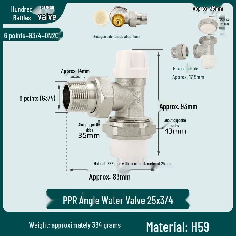 All-Copper 4-Point PPR Thermostatic Angle Valve for Radiator & Underfloor Heating