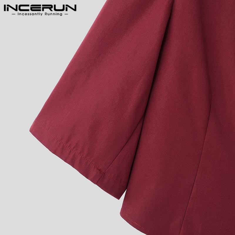 INCERUN Men Summer Lapel Half Sleeve One Button Floral Casual Party Short Thin Blazer Coats