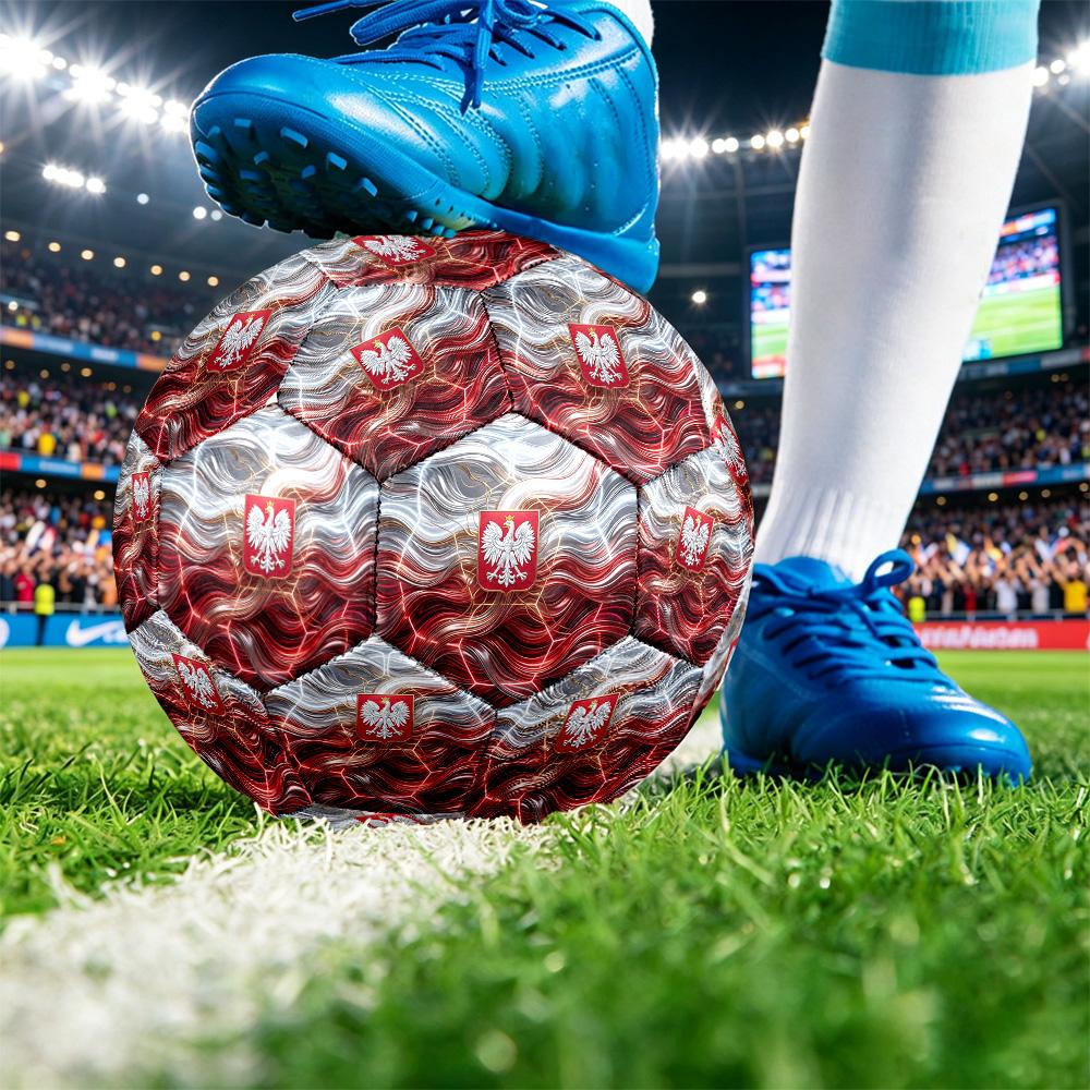 Poland Football Printed Size 5 Soccer Ball Wear Resistant Standard Adult Training Football Fan Gift for Indoor Outdoor Match Sports