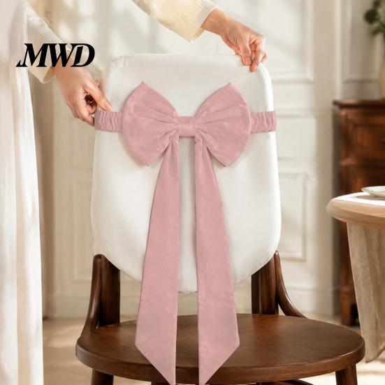 Birthday Party Chair Bows Burgundy Velvet Sashes with Elastic Straps, Reusable Bow Tie Wedding Reception Decor Back Cover, Decorative Ribbon