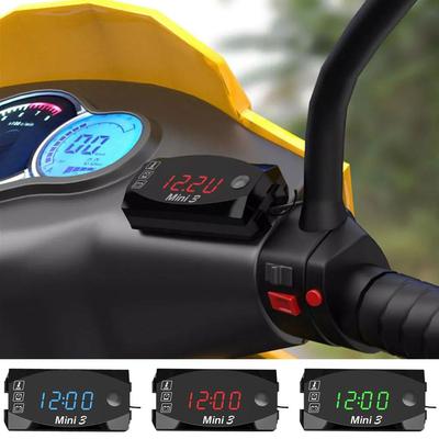 Motorcycle 3In1 Voltmeter Electronic Clock Waterproof LED Electronic Display Thermometer Equipment Thermometer Dustproof Di L1H7