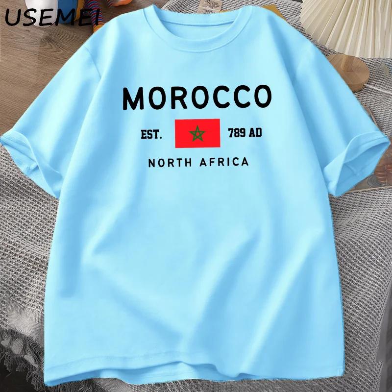 Morocco North Afric T-shirt Men Moroccan Flag T Shirt Oversized Graphic Tees Cotton Short-sleeve Man Clothing Streetwear