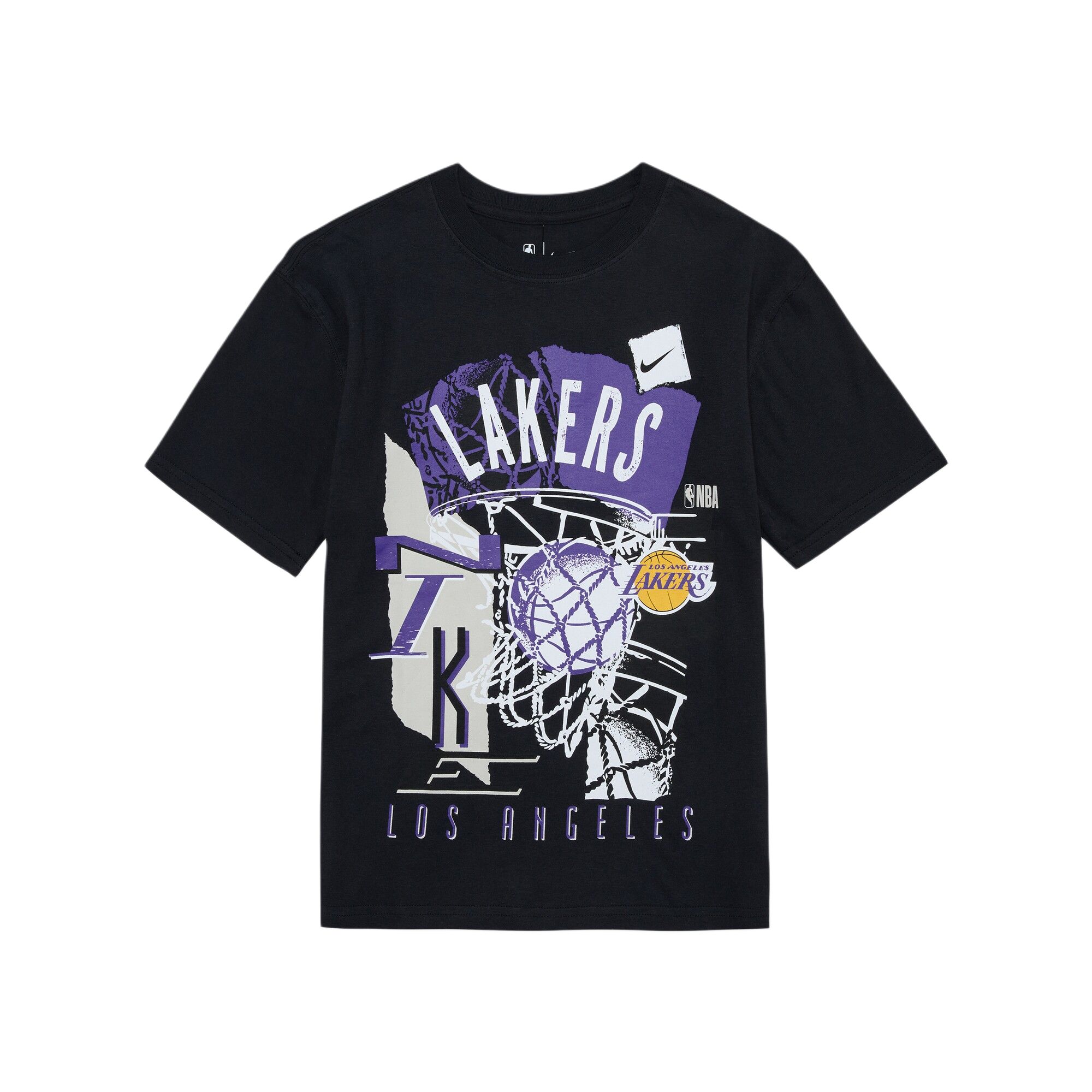 Nike NBA Los Angeles Lakers Courtside Vintage Crew Neck Short Sleeve T-Shirt Kids tops IV0470-010 S