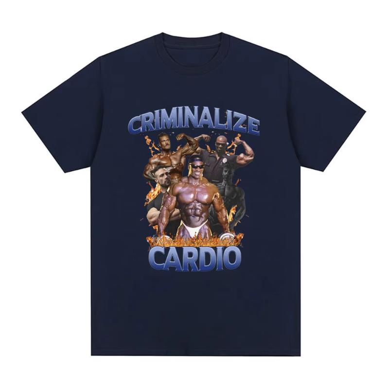 Criminalize Cardio Meme Graphic T Shirt Gym Fitness Vintage Short Sleeve Tshirt Unisex Fashion Hip Hop Cotton Oversized Tshirts