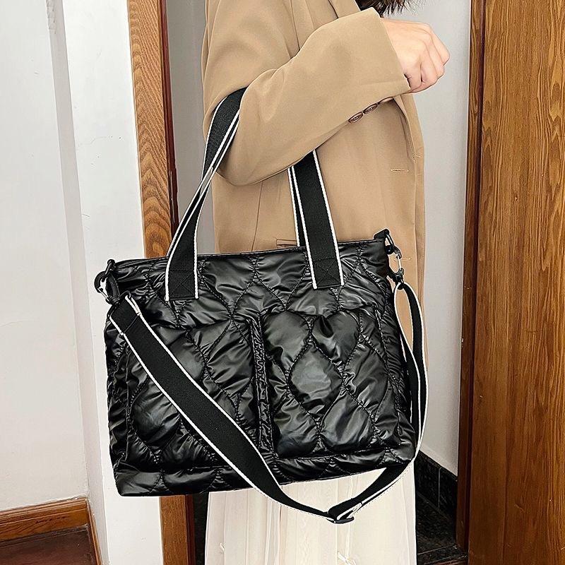 

New Sewn Down Cotton Bag and Retro Diamond-shaped Single-shoulder Handbag чёрный