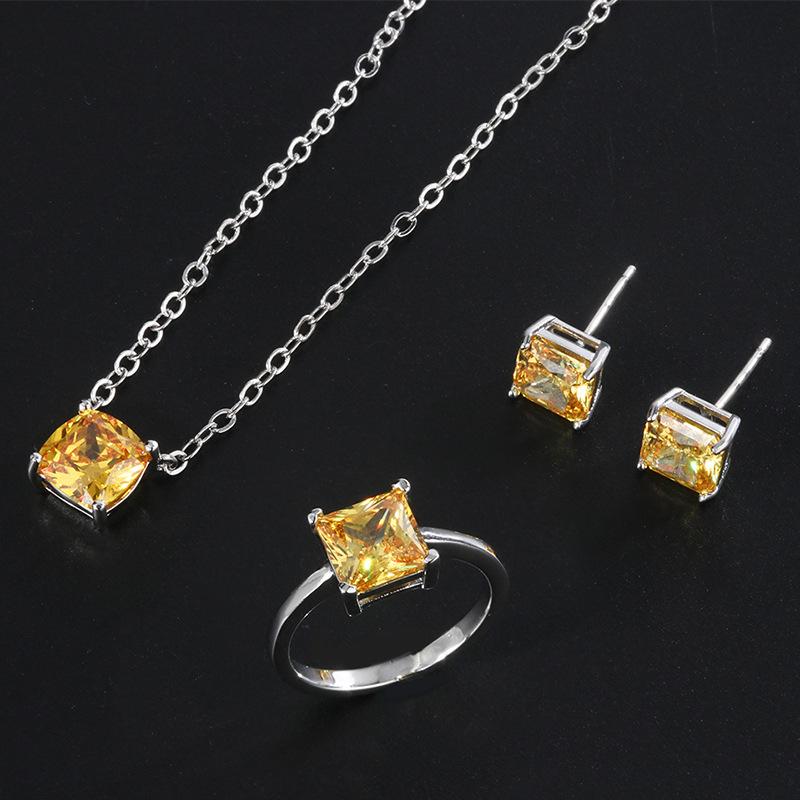 Jewelry Popular Yellow Diamond Stud Earrings Retro Earrings Elegant Stud Earrings Women'S Square