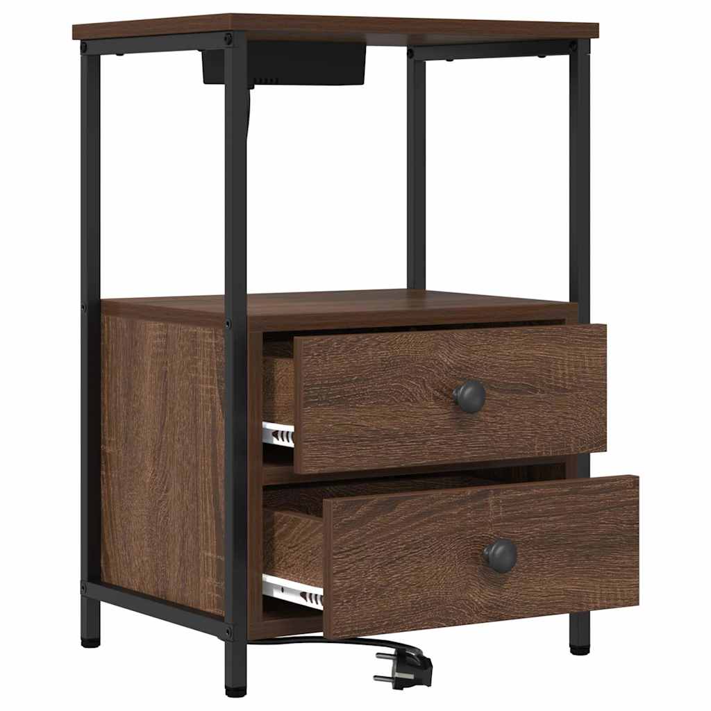 Nightstand Set of 2 Brown Oak Effect 40 x 31 x 60 cm