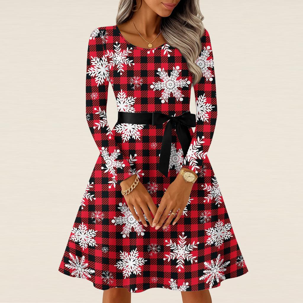 Women's Casual Fashion Long Sleeve  Vintage Long Dresses