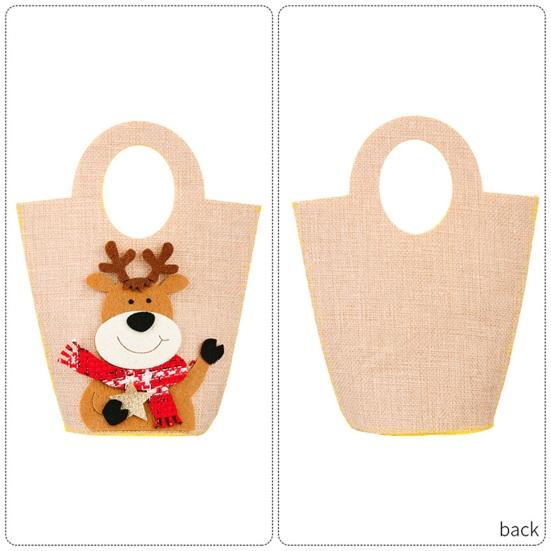 Christmas Gift Bags with Handles Santa Reindeer Snowman Holiday Tote Bag Thick Non-Woven Handbag Party Favor Bags for Kids Holiday Events