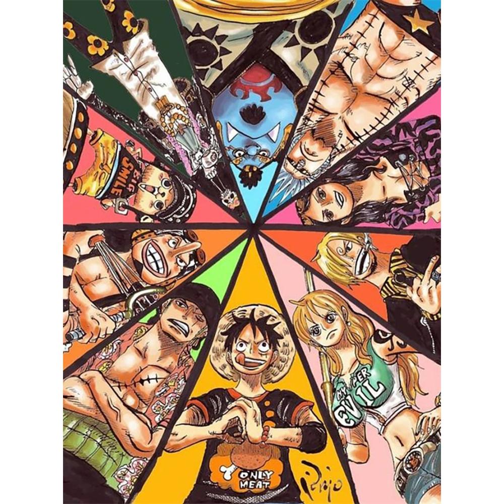 Pintura Diamante 5D DIY Anime One Piece Luffy Padrão de Arte Kit Impresso Quebra-cabeça Mosaico em Tela Ponto Cruz Bordado Decoração de Casa Presente para Criança