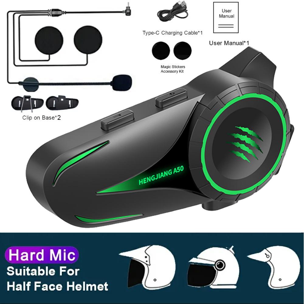 

Smart Bluetooth 5.3 Helmet Headset Waterproof Motorcycle Intercom A50 синій