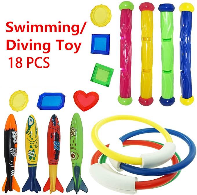 Swimming Pool Treasure Hunt Diving Toy Set Torpedo Fish Water Rings Plants Dolphin Buoy Children's Diving Toys Birthday Gifts