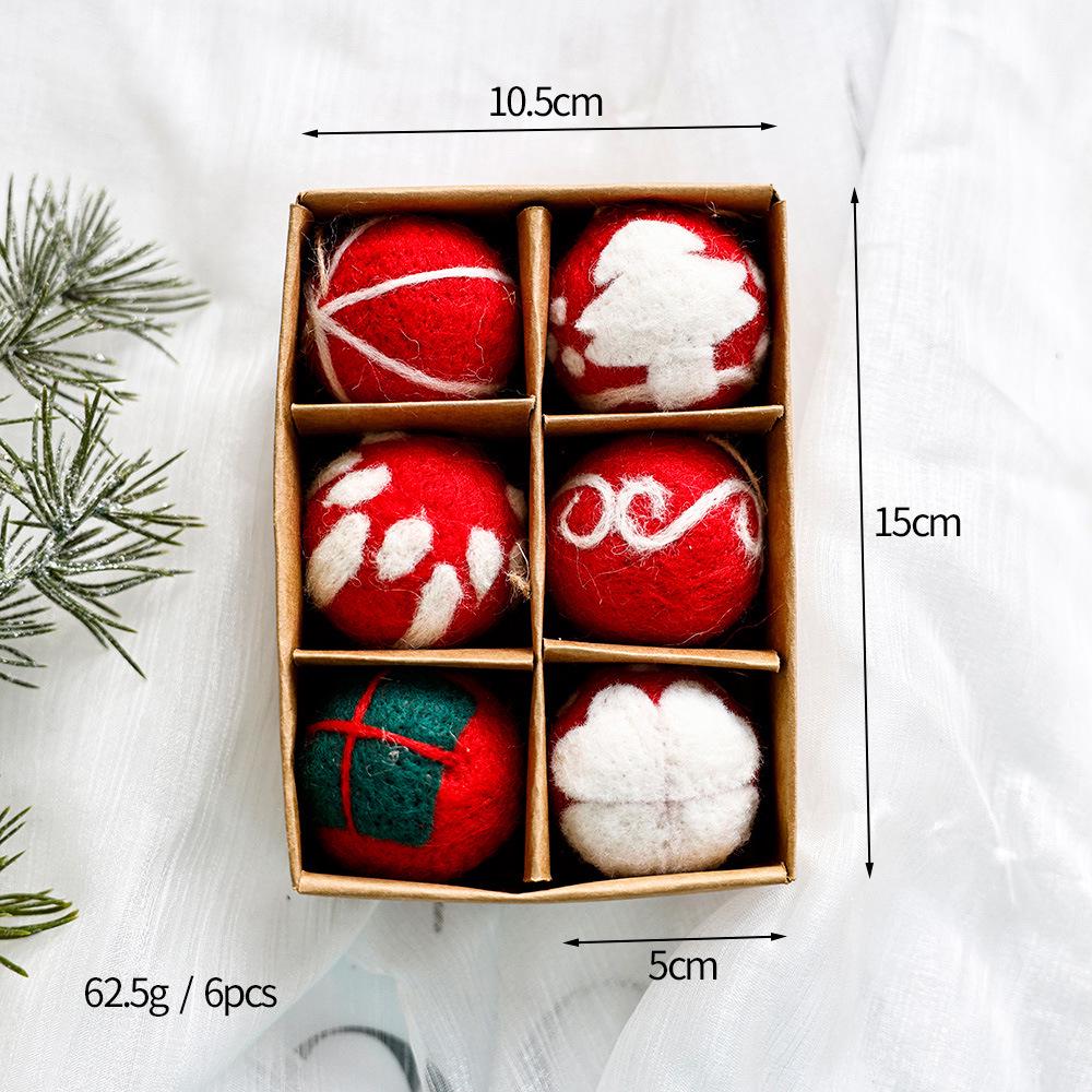 Christmas Ornament Set: Flocked & Painted Hanging Balls In Gift Box for Tree Decoration