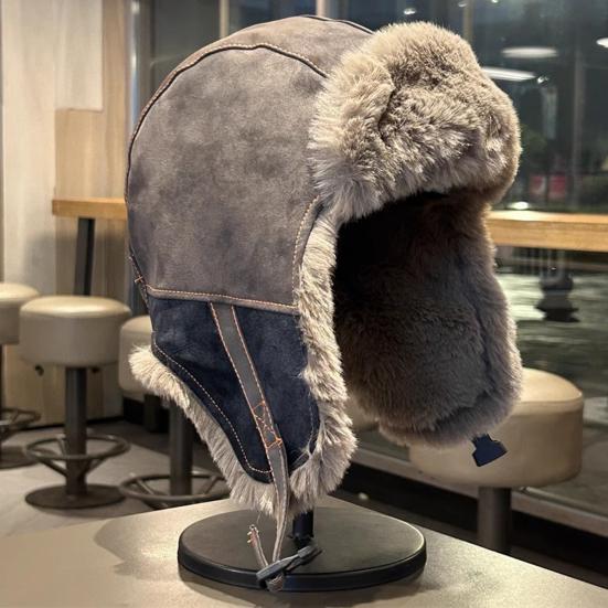 Lei Feng Hat with Adjustable Plush Lining All-Round Thermal Barrier Ear Protection Hat Windproof Water-Repellent Winter Cap