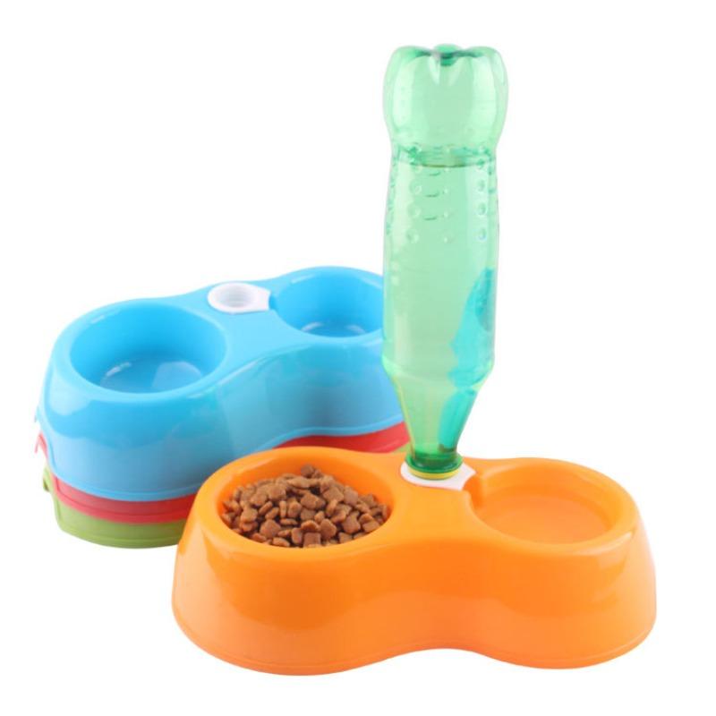 Dispensador de Água para Animais de Estimação, Tigela Dupla, Garrafa de Água de Dupla Finalidade, Utensílios para Comida de Animais de Estimação e Cães, Prato, Tigela para Comida de Cão Anti-queda, Tigela para Gato e Cão