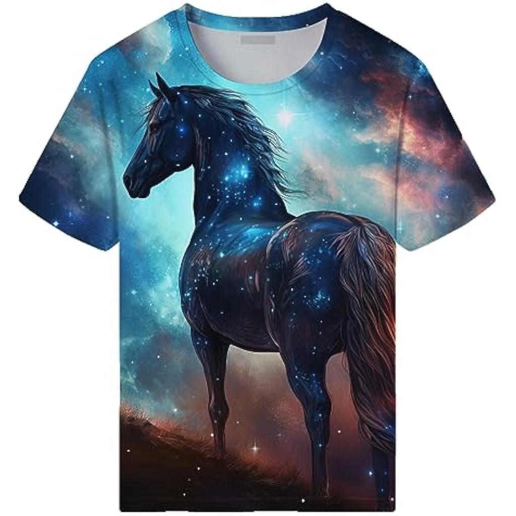 Horse T-Shirts 3D Print Men Shirts Casual Summer Tops with Unisex Design