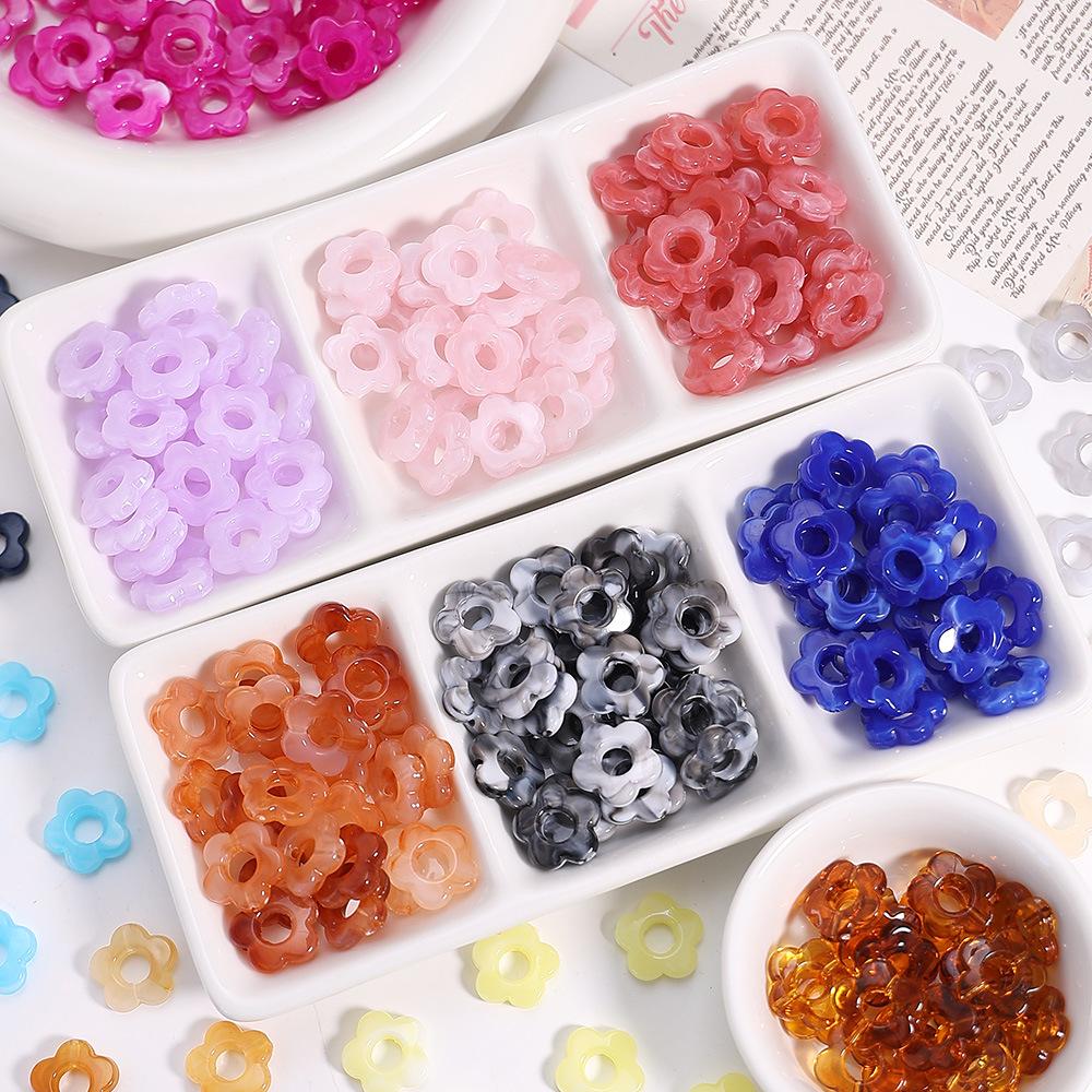 16mm Gradient Plum Blossom Resin Beads, Five-Petal Flower for Handmade DIY Bracelets & Necklaces