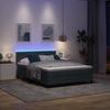 LED Box Spring Bed with Headboard Dark Grey 140 X 200 Cm Velvet