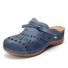 Baotou Hollow Half Slippers Women's Outer Wear Summer New Middle Heel Soft Sole Flower Cool Slippers Wedge Heel Women's Shoes