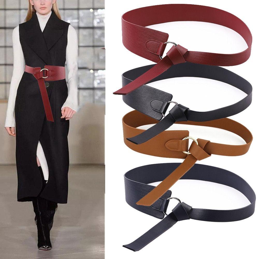 

Винтажные дамы Тонкие каммербанды Кожаный завязанный пояс Роскошный узел Широкие ремни Ремешок корсета