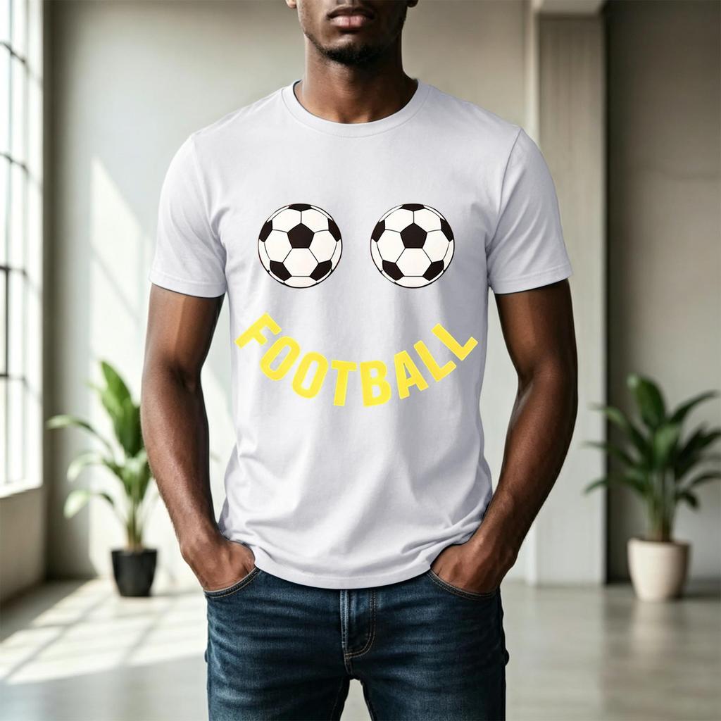 Men's Short Sleeve Crew Neck T-Shirt with Football Print Graphic Casual Fit Comfortable Soft Fabric Lightweight Design