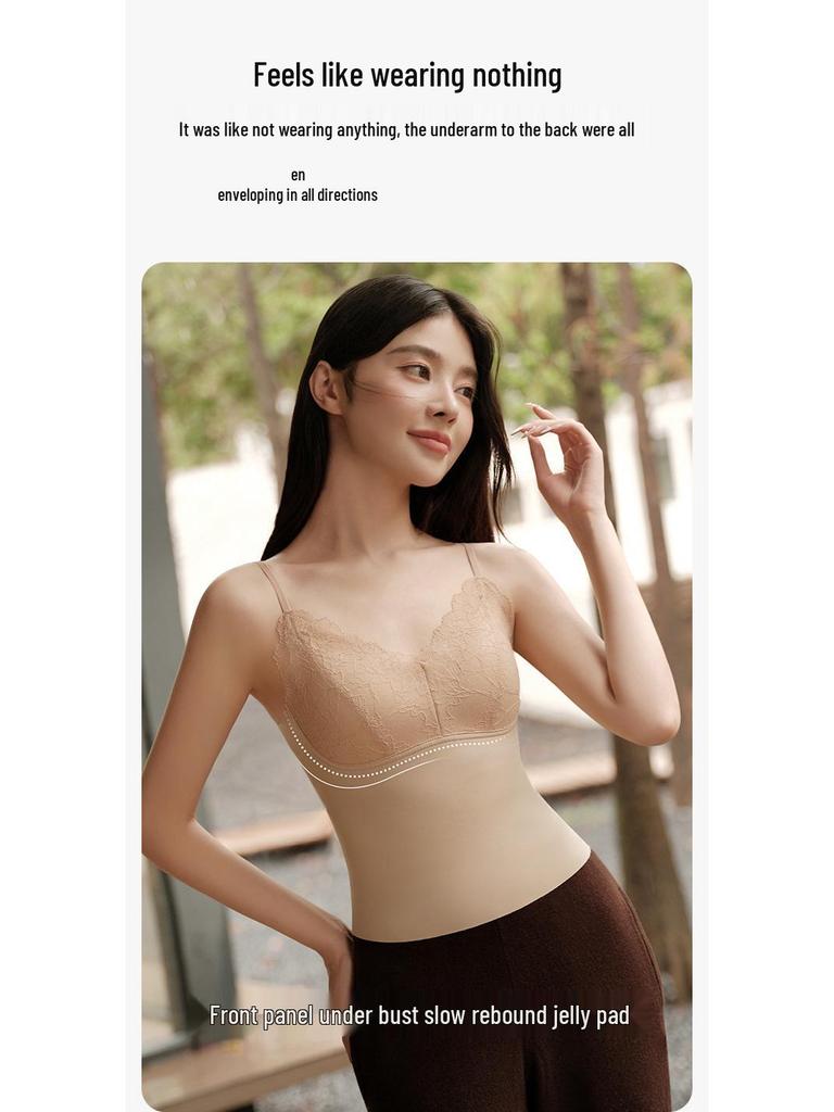 Retro V-Ausschnitt Spitzen-Camisole Push-Up Weste – Französische Mode Vielseitiges Damenoberteil